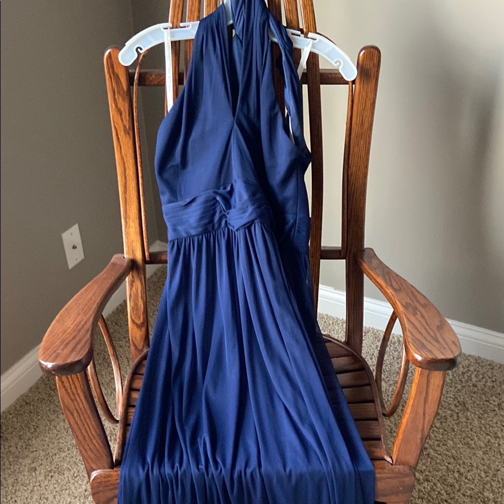 Elegant Navy Blue Halter Dress